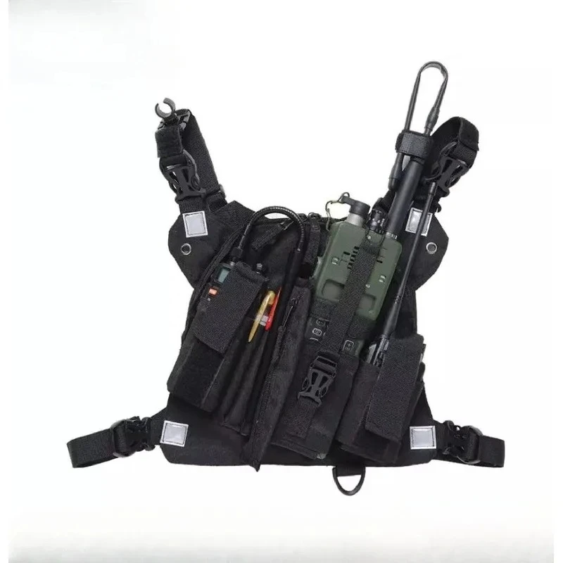 Multifunctional Walkie Talkie Case Chest Bag Storage Pouch for Backpack