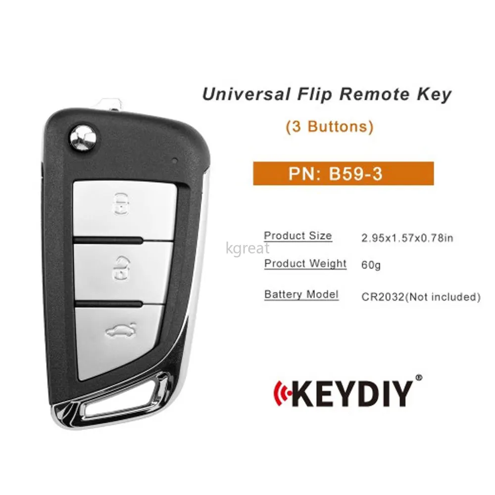 1/5Pcs KEYDIY KD B59 Universal Car Remote Key KD B59-3 3 Buttons Car Key Used with KD900/KD MINI/KD MAX Programmer