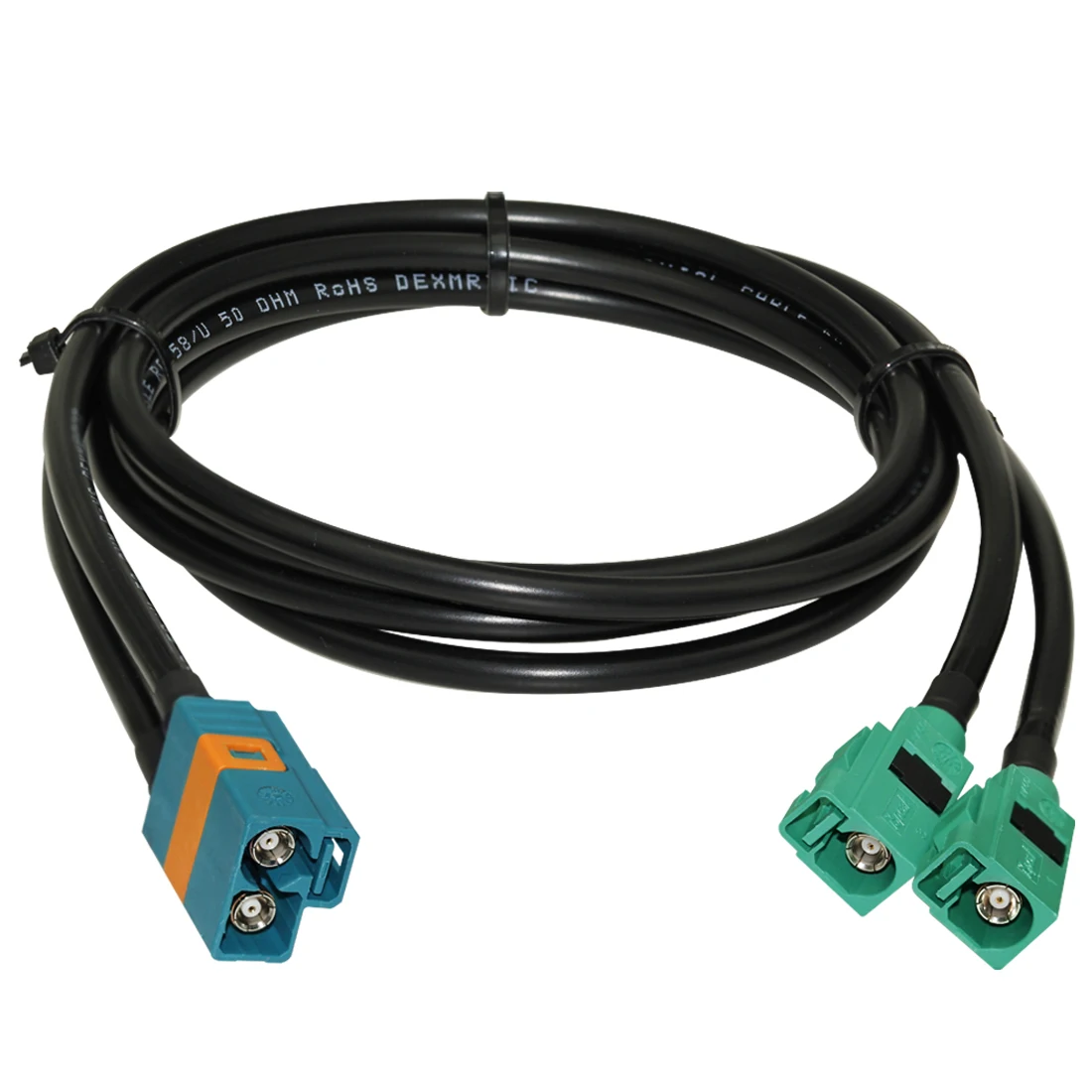 1PC One In Two Fakra Z Type Twin Female Connector to 2X Fakra E Female Jack Green Pigtail Cable RG58 50CM/100CM NEW