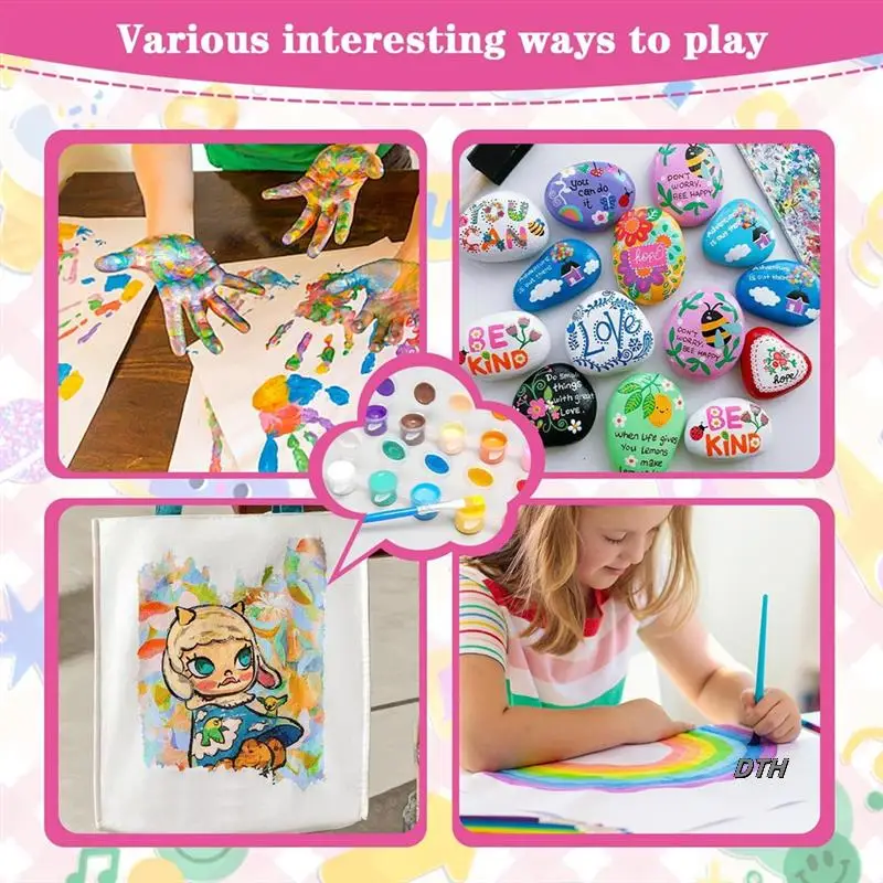 

Acrylic Paint Set,For Kids&Adults Craft Paints Kids Paint Set Container Strips Storage Perfect For Home Birthday Party