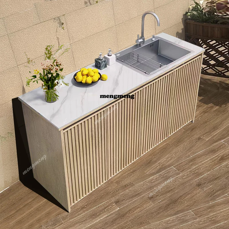 Customized outdoor aluminum alloy sink integrated wash basin courtyard villa garden pool basin locker combination