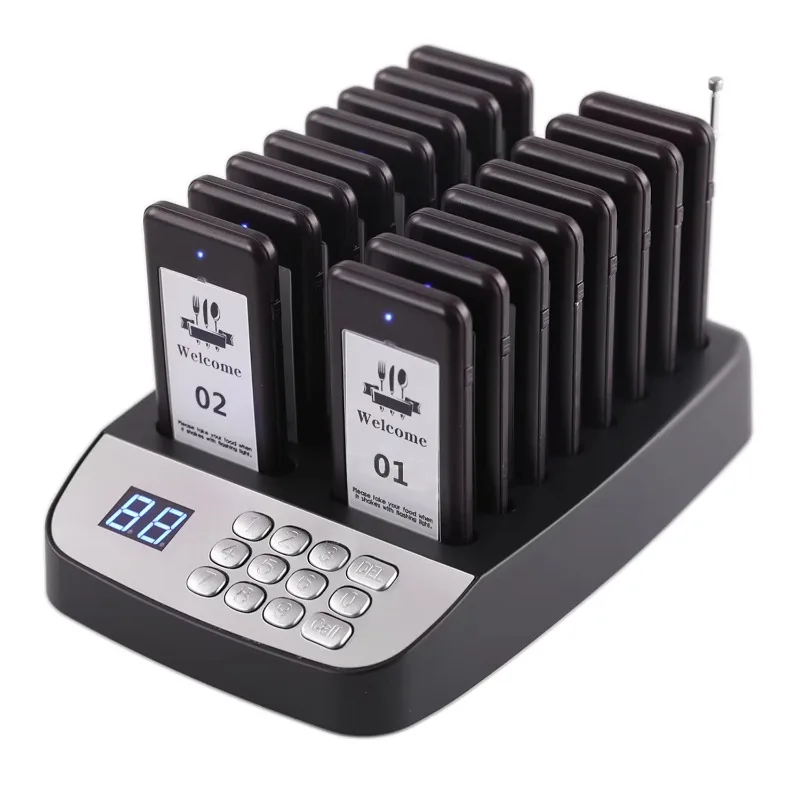 Wireless Restaurant Pager System Queue Paging System Black Beepers for Coffee Dessert Shop Food Truck Bar