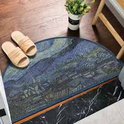 Abstract Oil Painting PVC Door Mat Print Text Dust-proof Printed Carpet Entrance Hallway Mat Shoes Scraper Living Room Area Rug