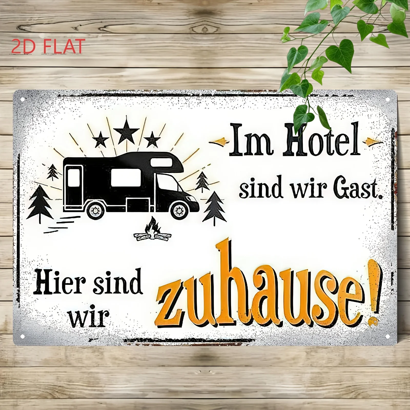 2D Flat - 1PC2D Flat, 1pc Vintage RV Camper Van Metal Wall Sign - German 