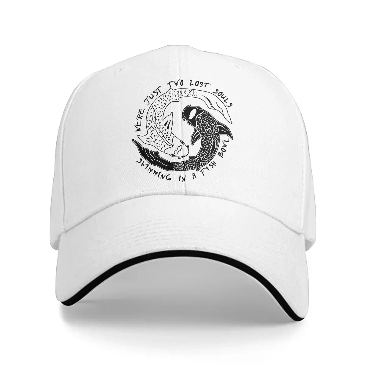 

Swim Multicolor Hat Peaked Men's Cap Two Lost Soul Swimming in A Fish Bowl Personalized Visor Protection Hats