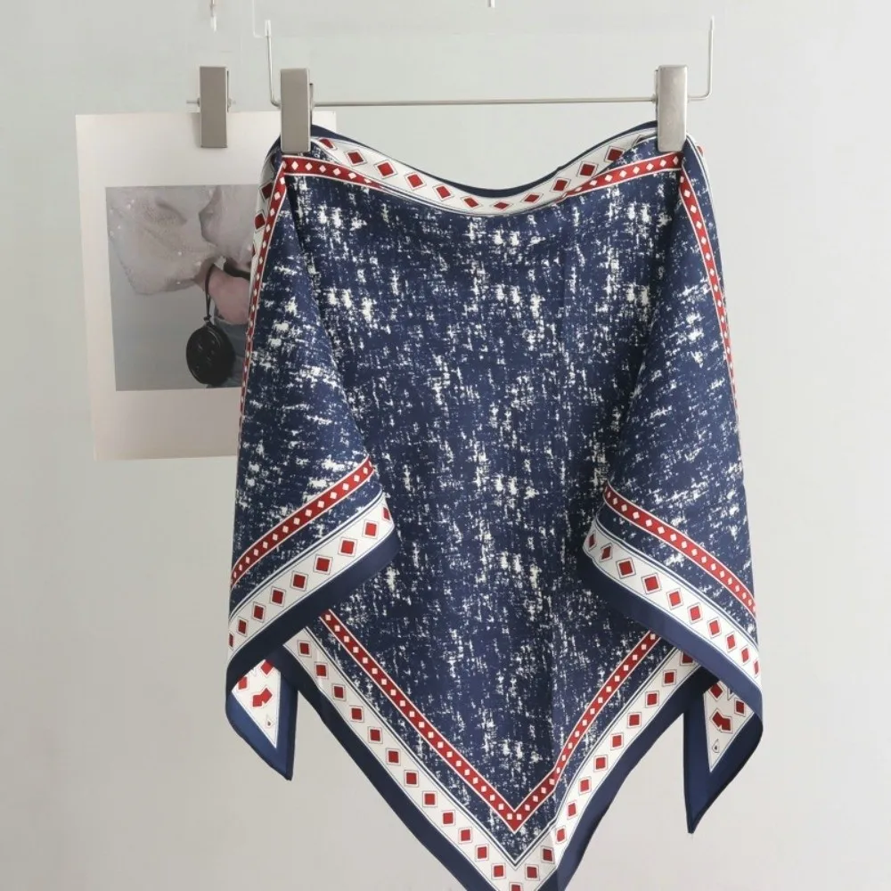 

Новый атласный женский шарф, аксессуары для одежды, декор, джинсовый пояс с принтом тай-дай, универсальный треугольный шарф в стиле ретро, весна и лето