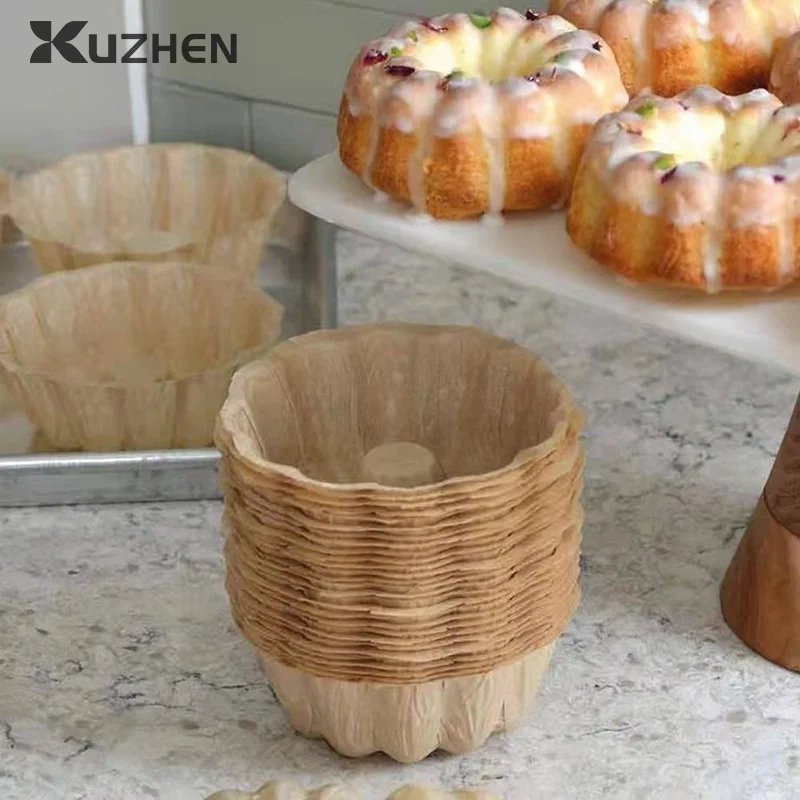 25 Pcs Paper Bundt Cake Pans Pumpkin Shaped Cupcake Cake Mould Disposable Cake Cup Special Paper Holder For Oven