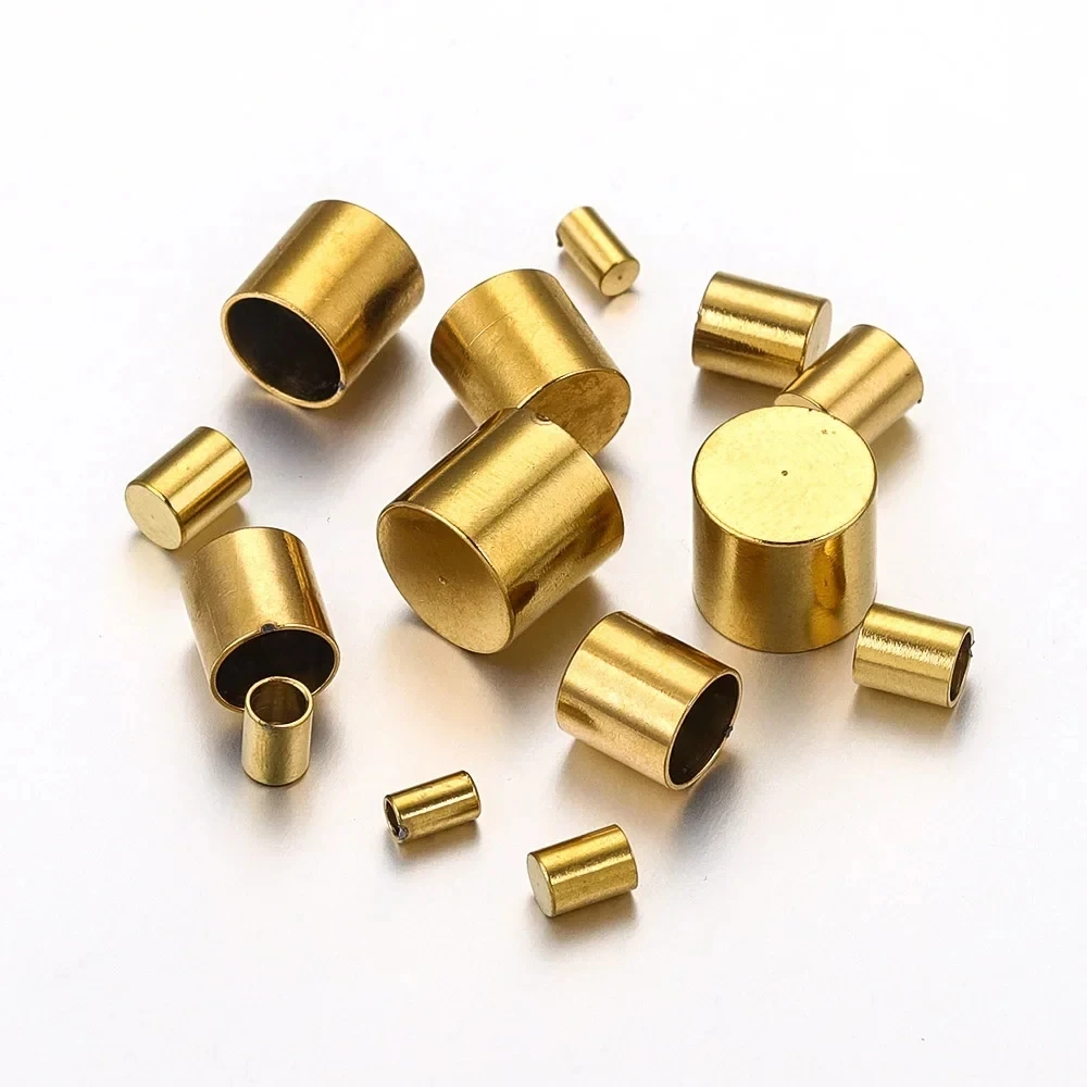 10pcs Stainless Steel Leather Cord Clasp DIY Crimp Tip End Caps for Necklace Bracelet Connectors Jewelry Making Supplies Parts