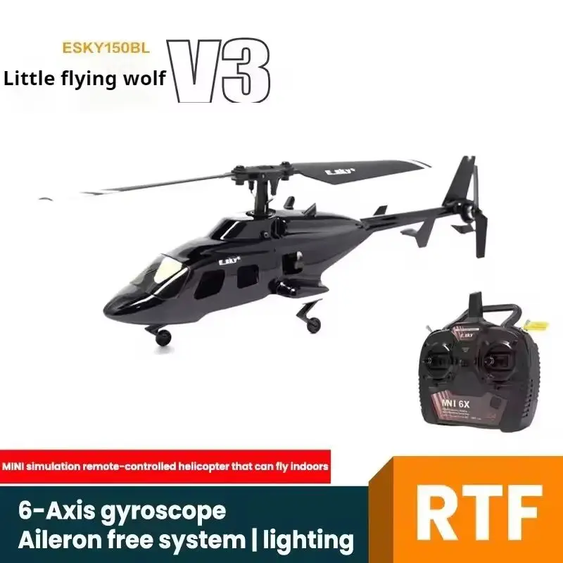 The New ESKY 150BL Flying Wolf V3 Mini Remote Control Realistic Simulator Helicopter Fighter Unmanned Indoor Airplane Toy RTF