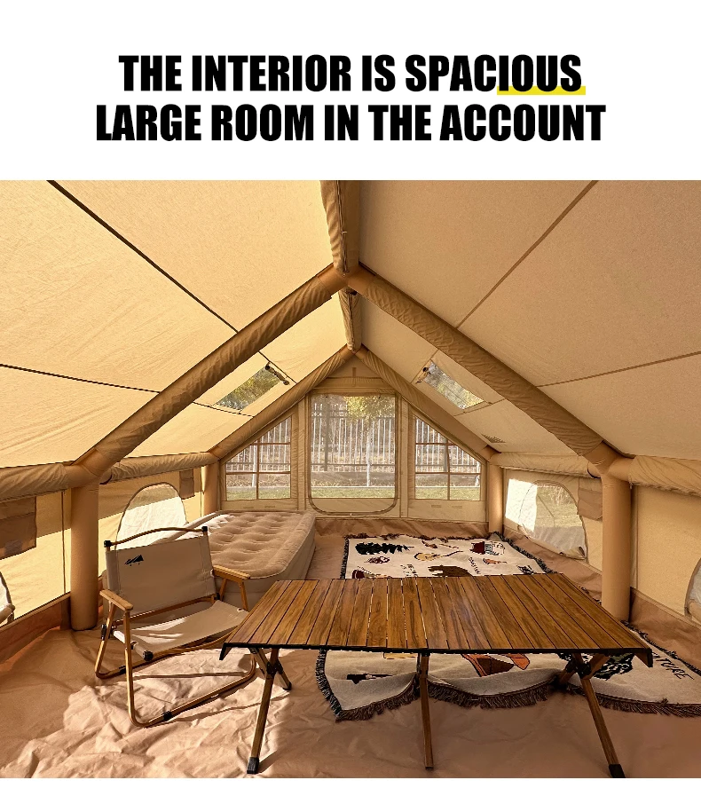 ACustom 12㎡ China-Made Inflatable Air Camping Tent TC Cotton Tent For Glamping