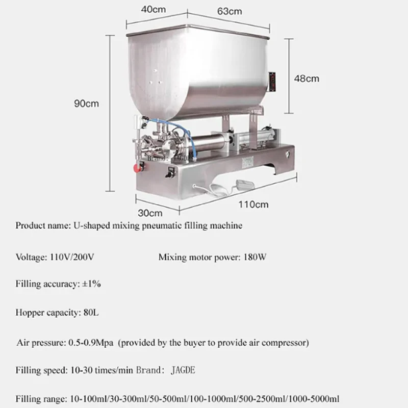 Horizontal Pneumatic Filling Machine For Olive Oil Peanut Butter Ketchup Chili Sauce Precision Filling Machine With Mixing Funct