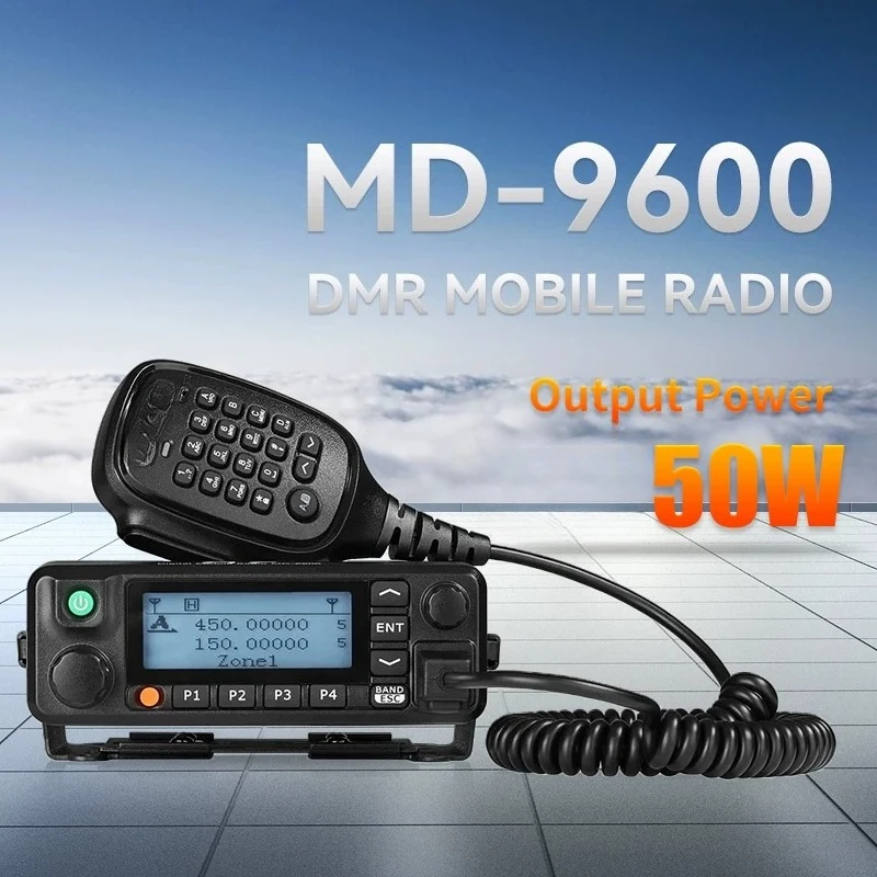 Transceptor Móvil Digital DMR con GPS MD-9600, Radio de Doble Banda VHF UHF, Intercomunicador Digital DMR TYT de 50w, TYT MD9600 con Cable