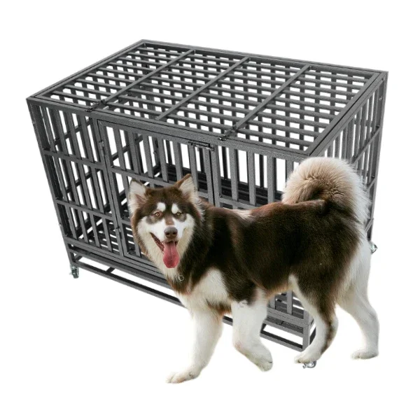 Slight flaw low price promotion iron fence Iron Metal Design square plush dog cage pet kennel large outdoor pet cages dog kennel