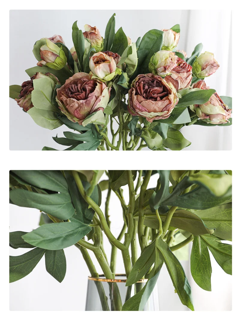 Simulation Retro Peony Flower Wedding Layout Simulation Flower Artificial Plants Home Decoration Photography Props