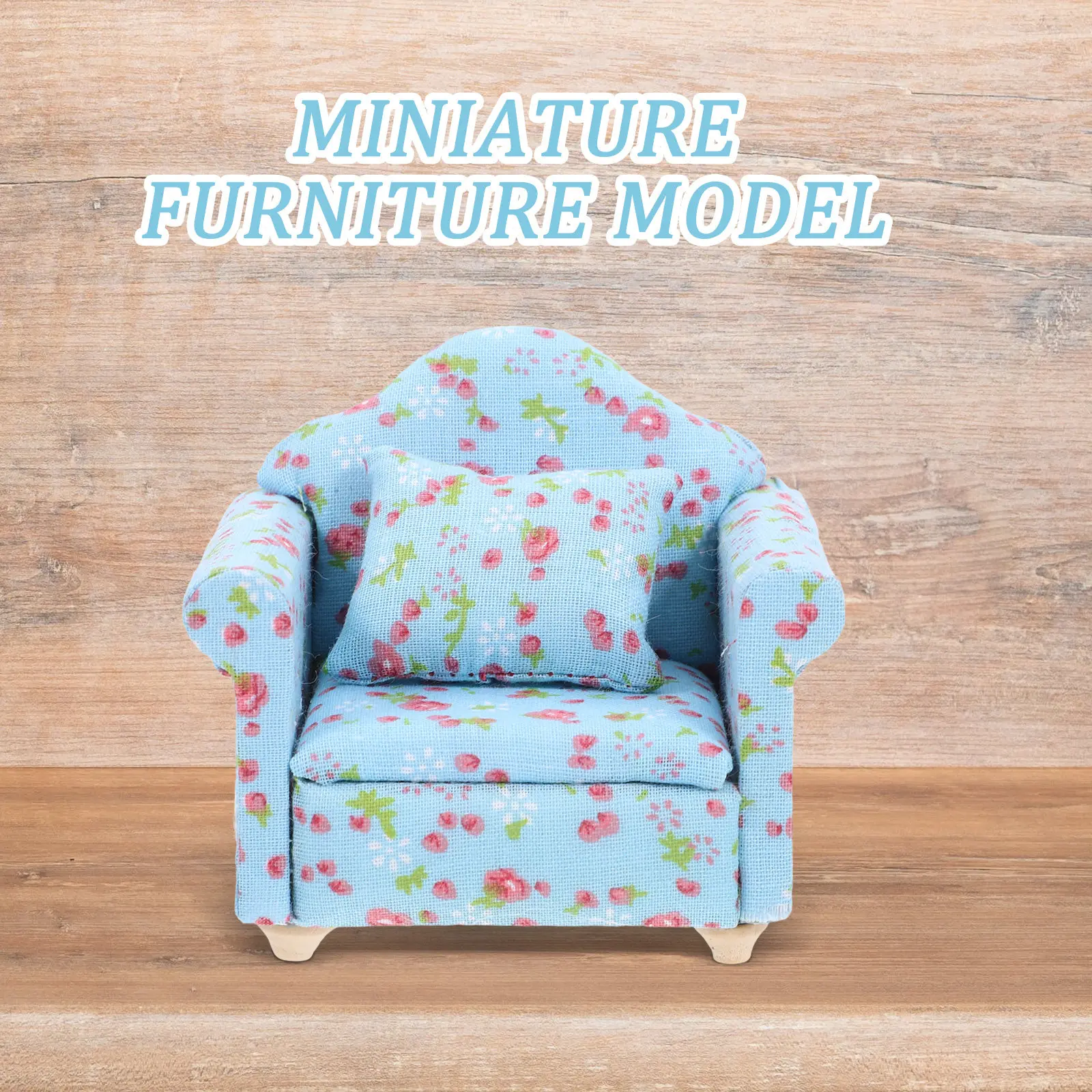 

Mini Vintage Wooden Cloth Sofa Miniature Home Decoration Small Furniture Prop Mini House Adornment Compact Sofa