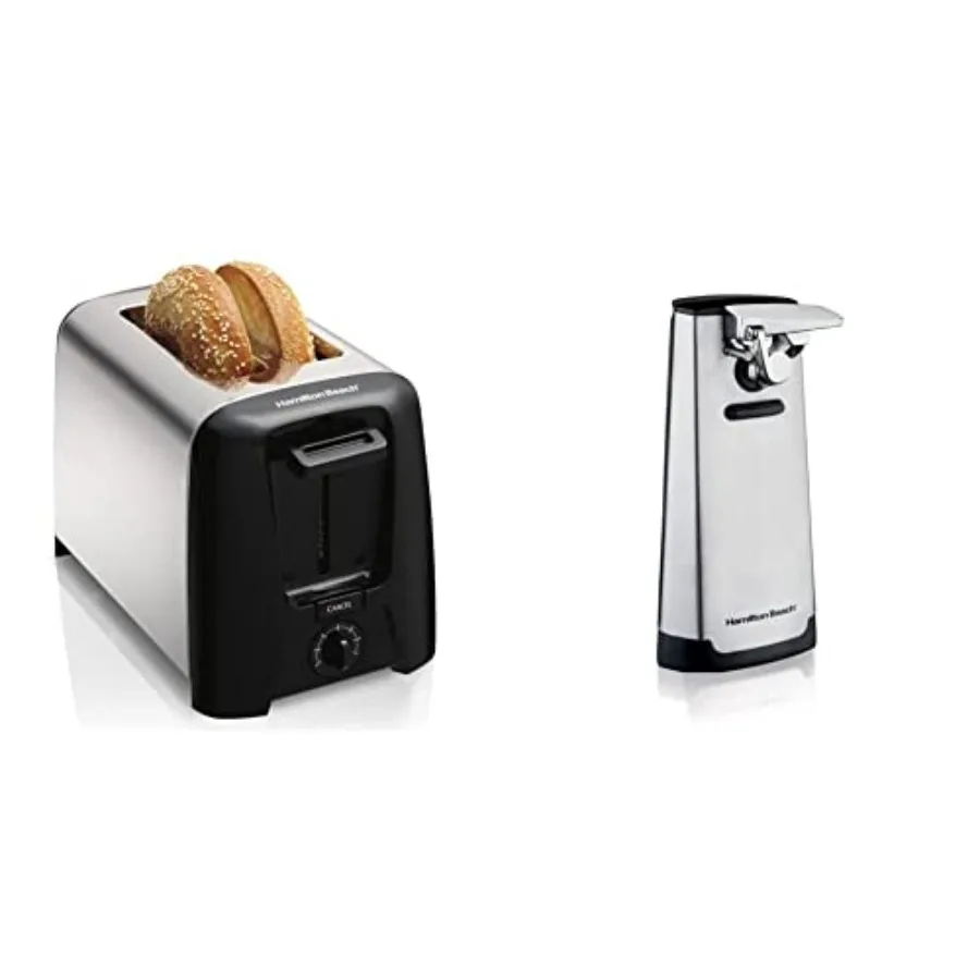 

Тостер на 2 тоста с очень широкими слотами и электрическим автоматическим открывателем банок, комплект из нержавеющей стали, серебристый, компактный дизайн для удобства использования