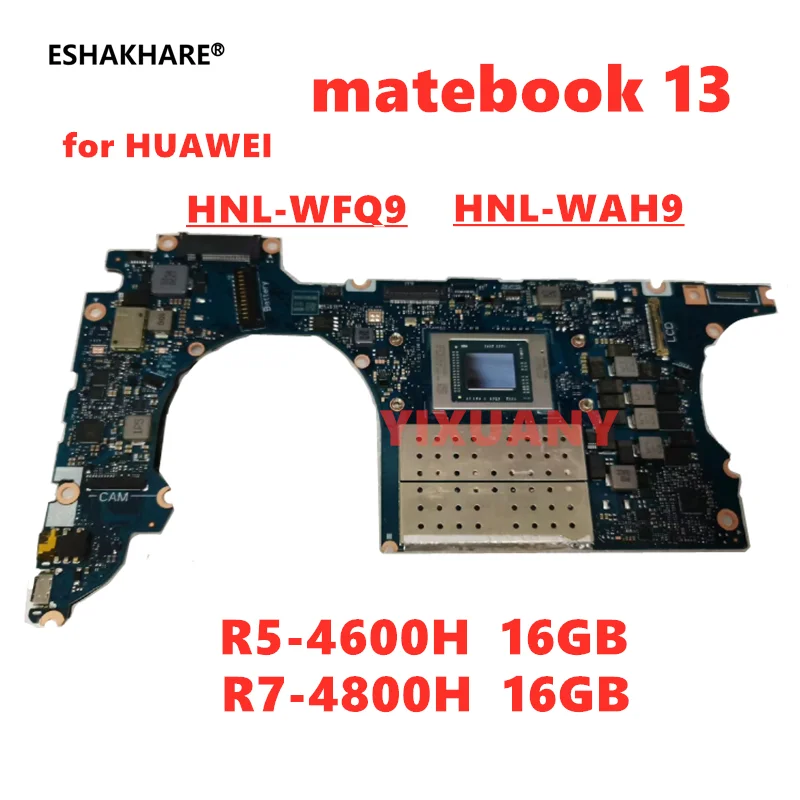 For Huawei Matebook 13 2020 HNL-WAH9 HNL-WFQ9 Motherboard with R5-4600H/R7-4800H CPU 16GB RAM NB-PCB-MB-V4 100% test ok Original