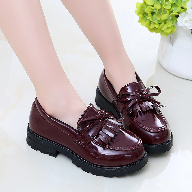 Zapatos Niña Platform Kid Leather Shoe New Girl Princess Shoe Student Performance Shoe British Loafers Shoe Kid Shoe Casual Shoe