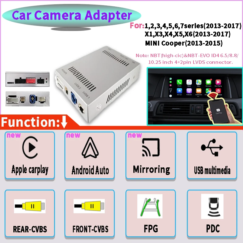 14-yuehui-Wireless CarPlay Android Auto Mirroring, Limitation, Intégration pour F20, F22, F30, F32, F10, F12, F01, E84, F25, F26, F15, F16