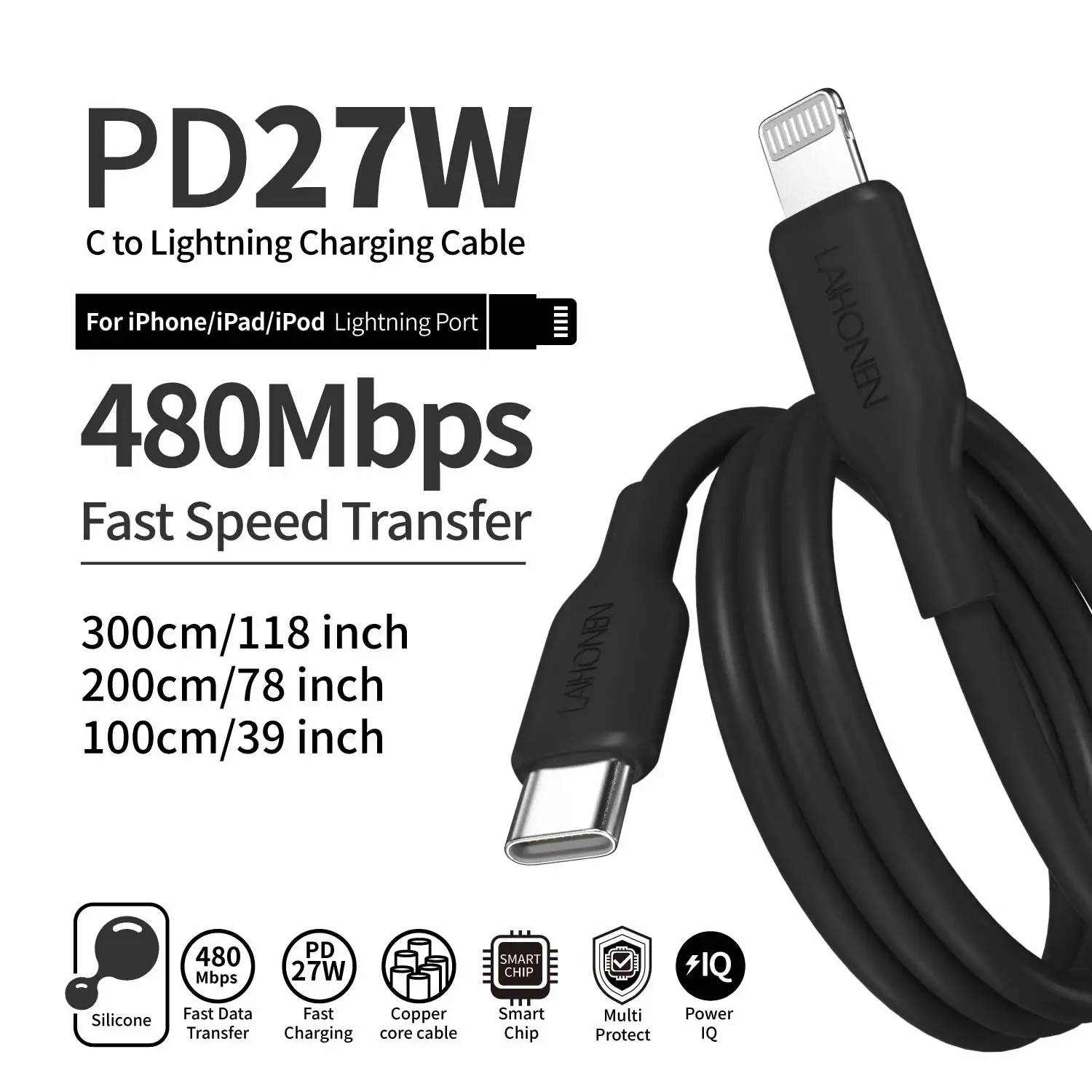 USB C to Lightning Cable for iPhone 14 13 12 11 Pro Max XS Plus 27W Fast Charging Cable Type C to Lightning for iPad MacBook