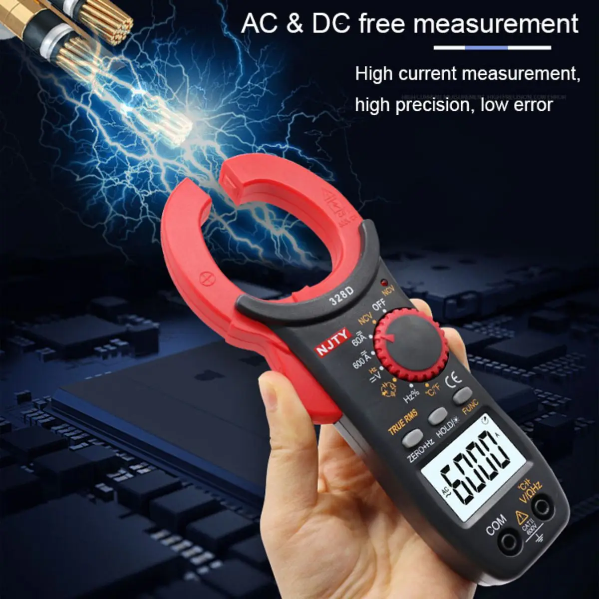 Multimeter Digital Clamp Meter AC/DC Professional Current Detector 600A 6000 Count Voltage MF Temperature Ohm Electrician Tools