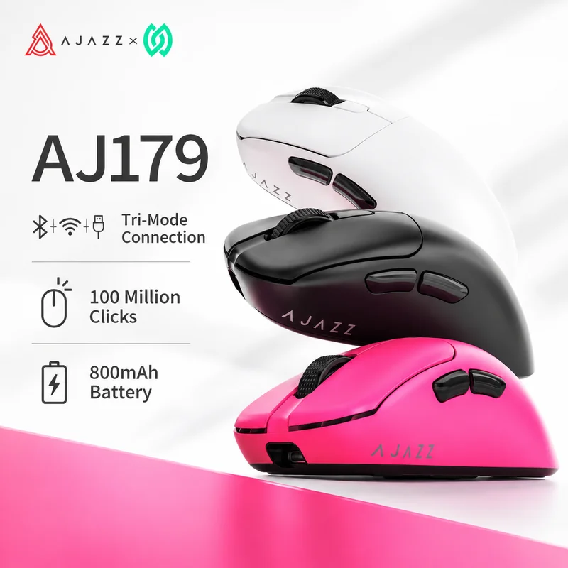 Ajazz Aj179v2 Paw3395 Gaming Mouse Three Mode Wireless Bluetooth Right Handed Mouse With Charging Dock For E-Sports Gamers