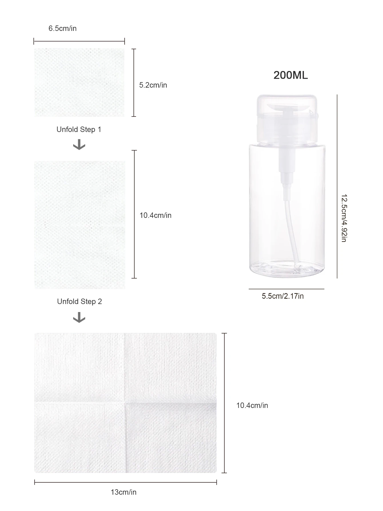 200pcs 3-in-1 Makeup Remover Cotton (w/ 200ml Pump) Stretchy Skin-Friendly Wet Sheet Mask for Hydration