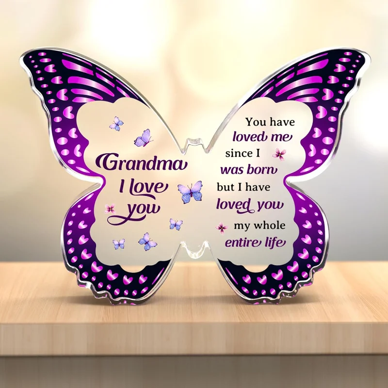Grandma Nana Gift Idea: Butterfly-Shaped Acrylic Plaque – Birthday/Christmas/Thanksgiving Gift.