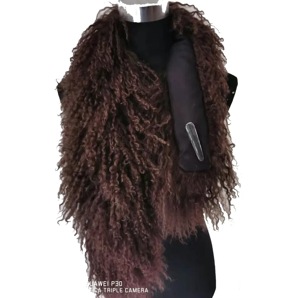 CX-S-88 Women Winter Fashion Design Genuine Mongolian Lamb Fur Warmer Scarf New Product For 2016