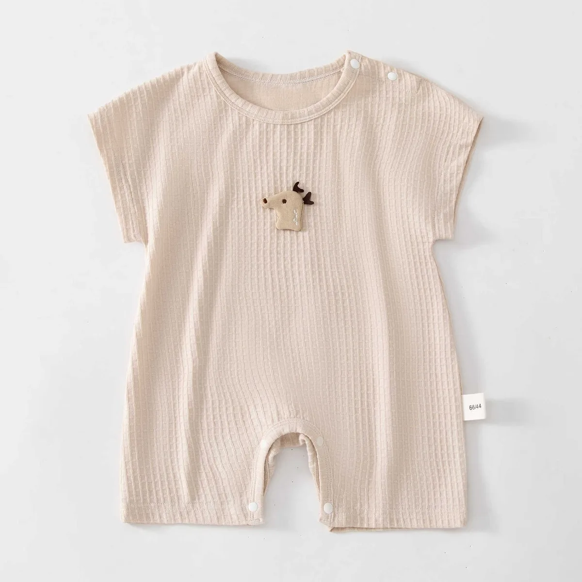 

Летний комбинезон из чистого хлопка для малышей 0-18 месяцев, дышащий, приятный для кожи, с милым мультяшным принтом, повседневный, вязаный, цельный