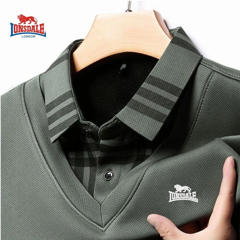 New Men's Embroidered Plush Long Sleeved Lapel Shirt, Autumn and Winter Two-piece Fashionable Casual Multifunctional Top