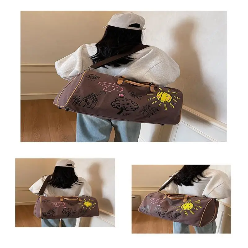 Graffiti Style Fashionable Crossbody Bag, Outdoor, Sports, Fitness, Large Capacity, Multifunctional, Oxford Cloth, New Handbag