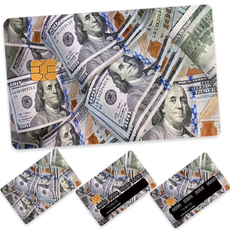

4Pcs USD Exclusive Creative Banknotes Fun Credit and Debit Card Stickers Small Core Skin Cards