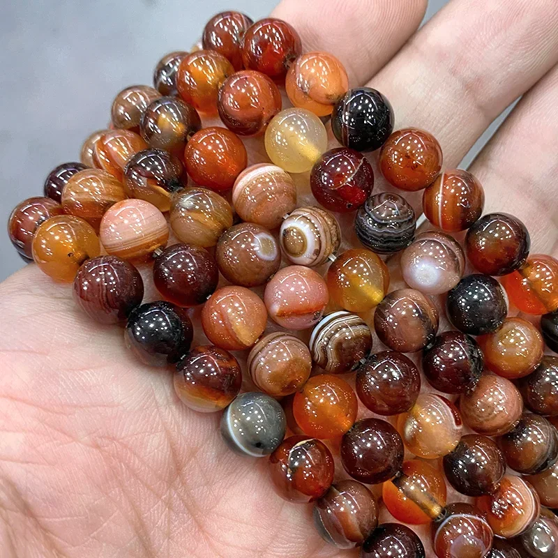 Natural Stone Fantasy Dream Stripe Agates Round Beads Diy Bracelet Necklace 15