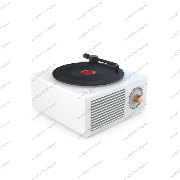 

White Atomic Speaker Vinyl Record Player Bluetooth Small Speaker Retro Desktop Wireless Small Speaker