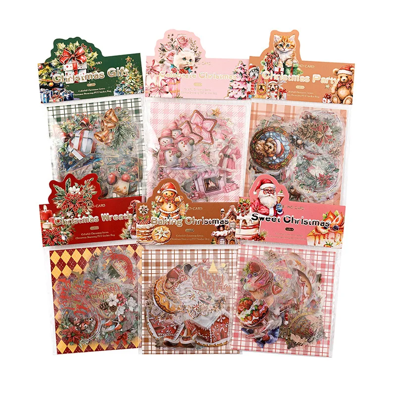 50pcs/1lot Kawaii Scrapbook Sticker Colorful Christmas Scrapbooking Supplies Planner Decorative Craft Stationery Sticker