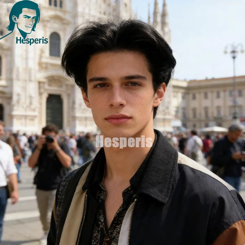 Hesperis Pre-Plucked Brazilian Remy Human Hair Wig for Men 13x6 Lace Front Wigs Natural Looking Short Pixie Cut Male Wigs