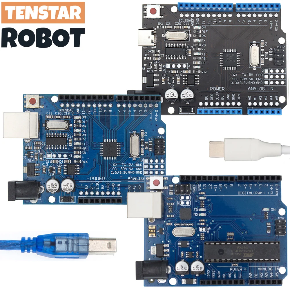 Development Board for UNO R3 R4 Minima WiFi ATMEGA328P CH340 / ATEGA16U2 Compatible For Arduino with Cable