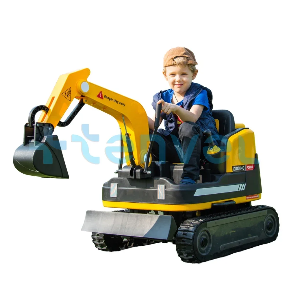 wholesale children 24V excavator with real track wheels remote control kids electric ride on car excavator baby truck for kids