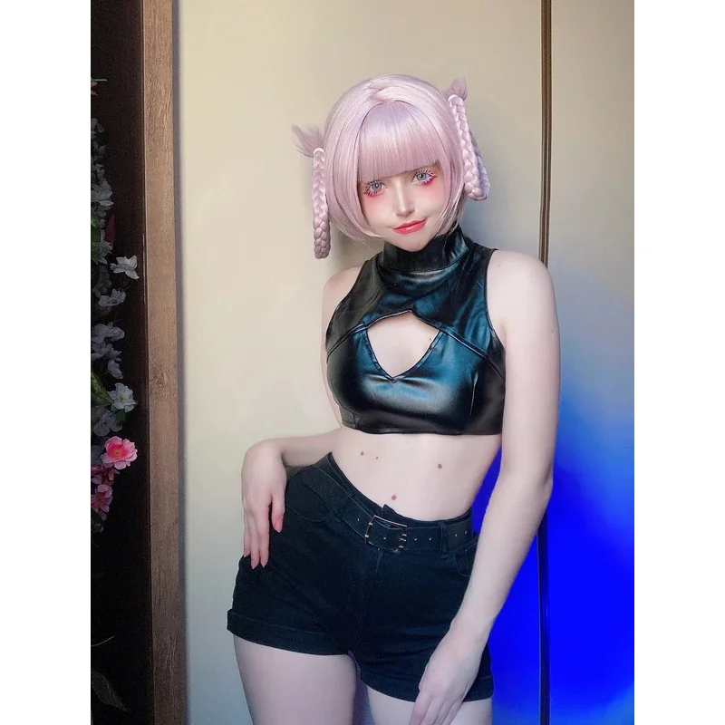 HOLOUN Call of The Night Anime Cosplay Costume Nazuna Nanakusa Vampire Black Coat Cloak Vest Wig Light Pink Braid Hair Halloween