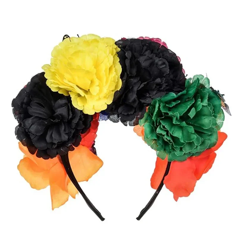 Mexikanische Blumenkrone, Stirnband, Partykostüm, Dia de Los Muertos, Tag der Toten, Kopfschmuck, Cosplay, 코스프레, Lolita – Detail 2