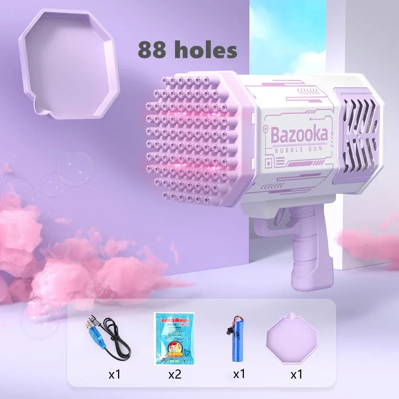 69 Holes Bubble Gun Soap Maker Machine Guns Automatic Rocket With LED 88 Holes Light Gatlin Bubbles Blower Outdoor Toys