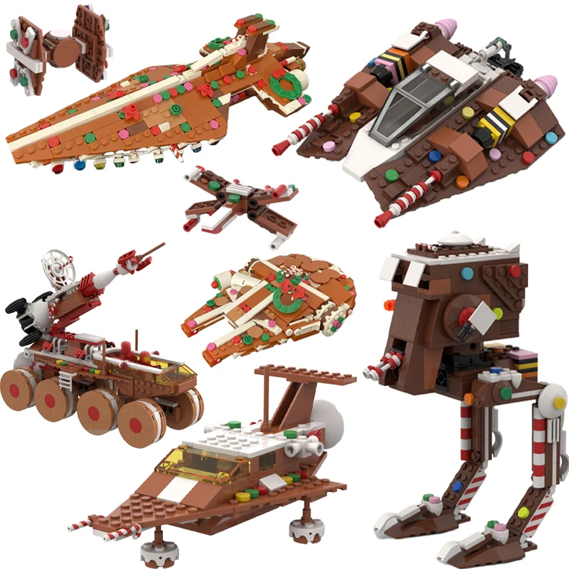 

Рождественская зимняя серия, креативный строительный блок «Космическая война», MOC AT-ST, космический корабль, модель X-wing Fighter Jet, детская игрушка, рождественский подарок