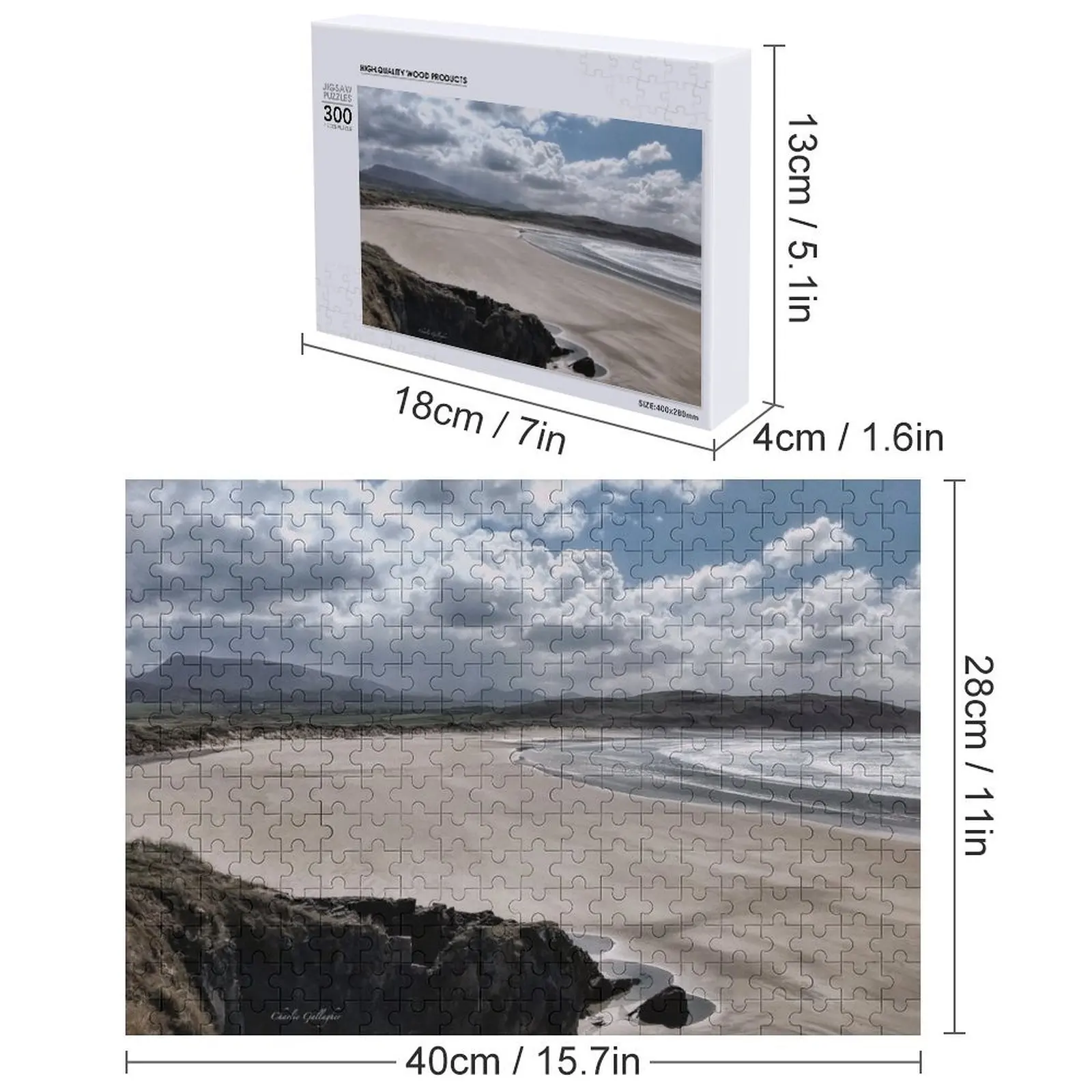 Tramore playa, Dunfanaghy, Co. Donegal con la gama de montaña de los siete hermanas en el fondo Rompecabezas