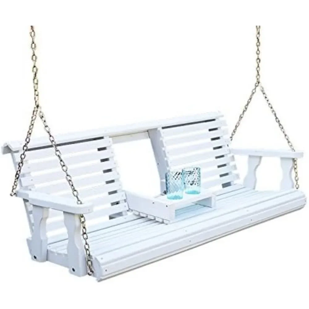 Outdoors Swing Chairs, Heavy Duty 800 Lb Rollback Console Porch Swing with Hanging Chains, Outdoors Garden Swing Chairs