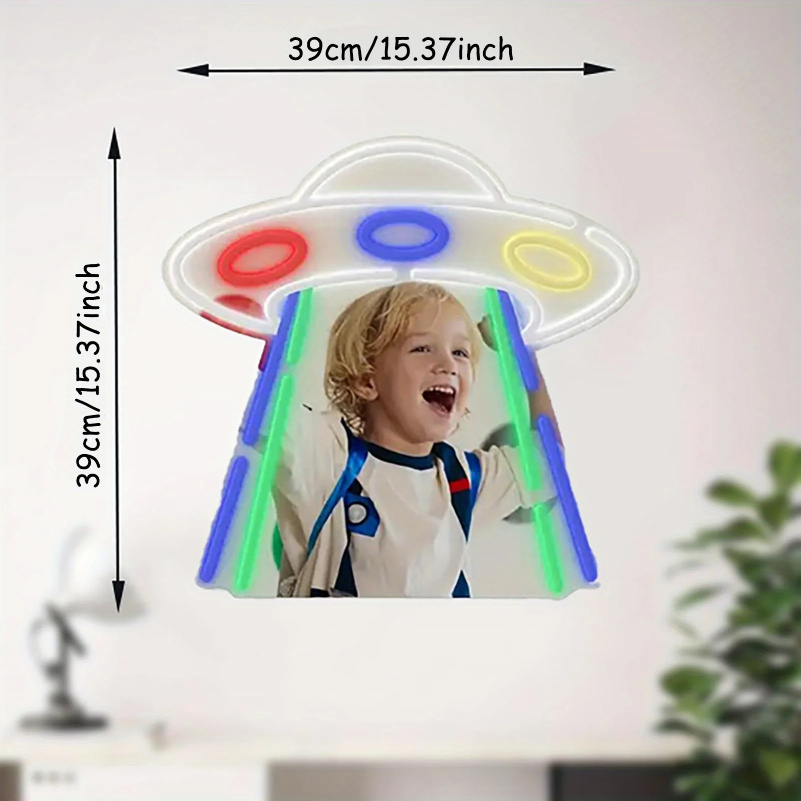 مرآة UFO LED نيون، تعمل بمنفذ USB مع مفتاح خافت، مناسبة لغرف الخيال العلمي وغرف الألعاب وديكورات الحفلات #3