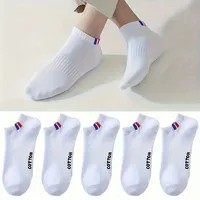 1-10 Pairs Men Sports Round Neck Socks Summer Sweat Absorbing Breathable Fashionable Letter Design Couple Casual Socks
