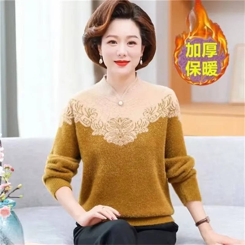 Autumn Winter Women Half High Collar Sweaters Coat Ladies Large Size 4XL Pullover Knitted Top Female Loose Thickening Knitting