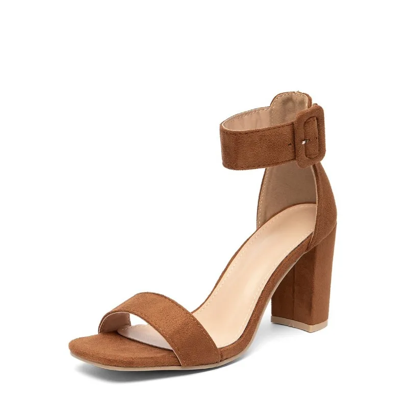 

New Summer Elegant Round Toe Waterproof Platform High Heels Fashionable Comfortable Thick Heels One-strip Sandals for Women