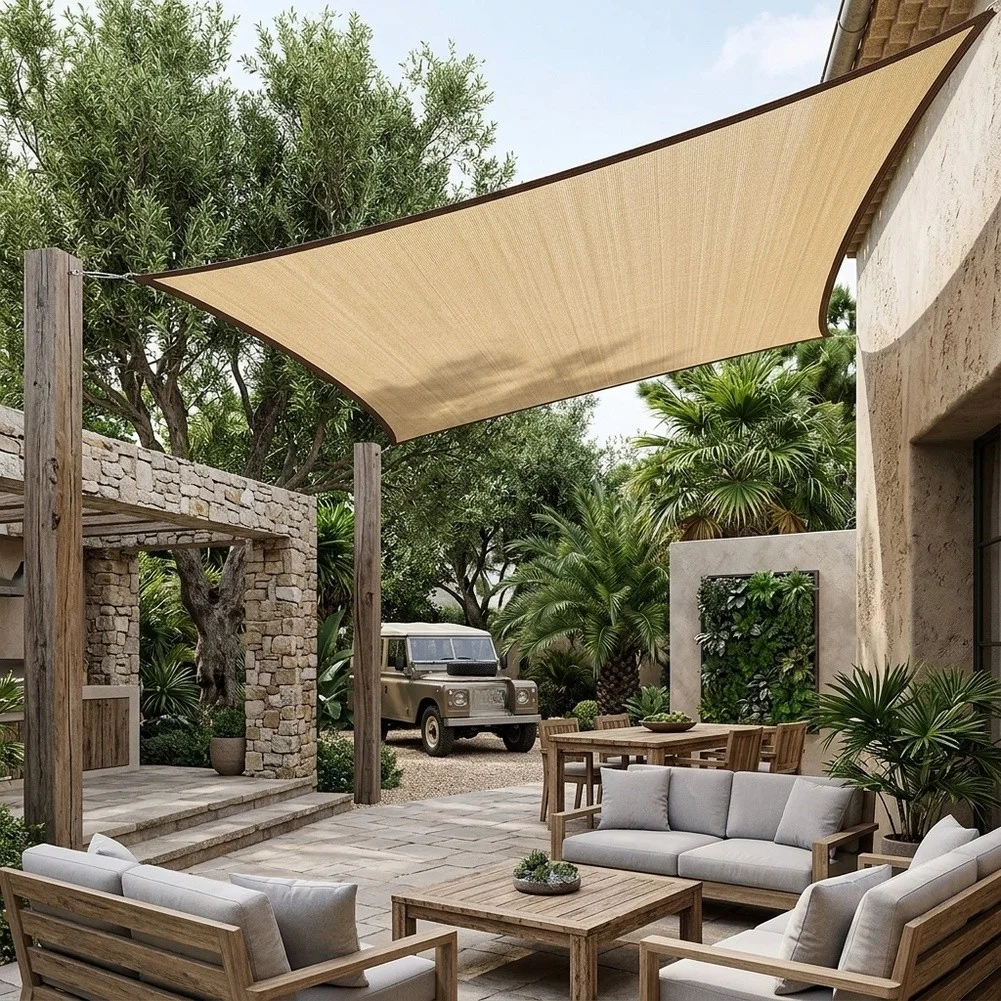 Outdoor For PE Shade Cloth Panel Featuring Woven Construction and Secure For PErimeter Stitching 2x5m 3x4m 3x5m 3x6m Sand